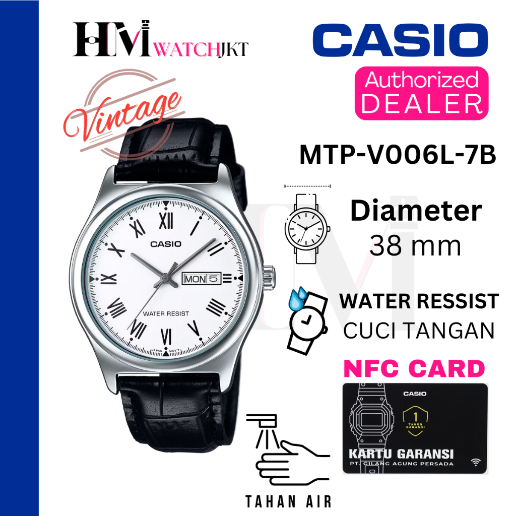CASIO MTP-V006L-7BUDF Jam Tangan Pria Original Analog Kulit Antiair MTPV006 MTP-V006L-7B
