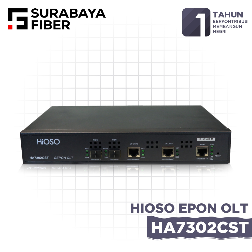 HA7302CST/CS Hioso 2 Port EPON OLT - Lengkap SFP PX20 2pcs 7/8/9 dB - Garansi Resmi 1 Tahun