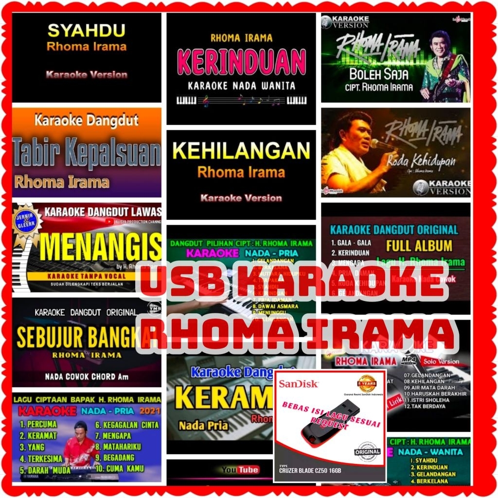 USB ISI KARAOKE DANGDUT RHOMA IRAMA-FLASH DISK ISI LAGU KARAOKE DANGDUT RHOMA IRAMA