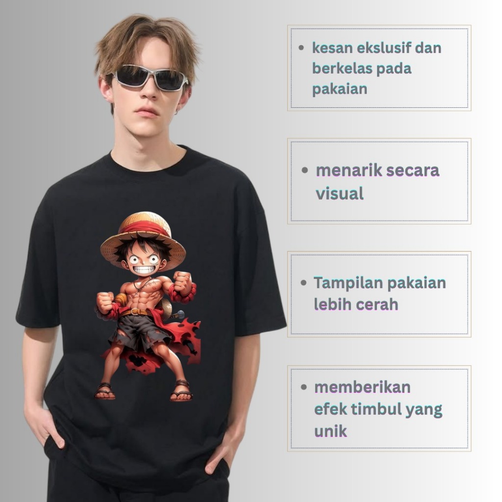TERBARU Kaos One Piece 3D Timbul/Kaos Pria Trendy/Baju Bahan Katun/Kaos Dewasa/Original Premium