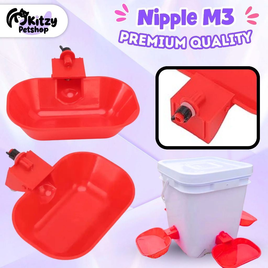 Tempat Minum Ayam Puyuh Drinker Nipple Nepel M3 Mangkok Otomatis KITZY