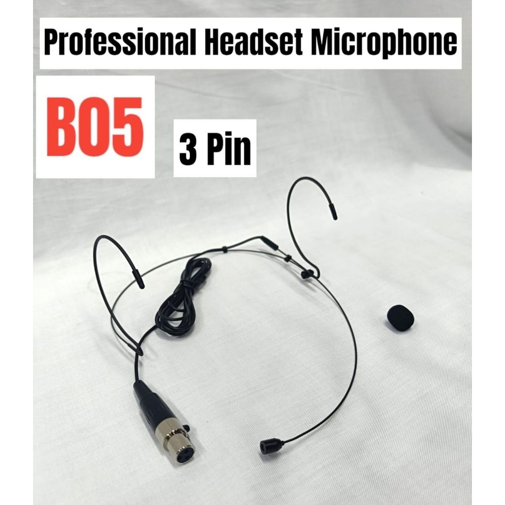 Mic headset lidi Mic bando lidi 3 pin hitam