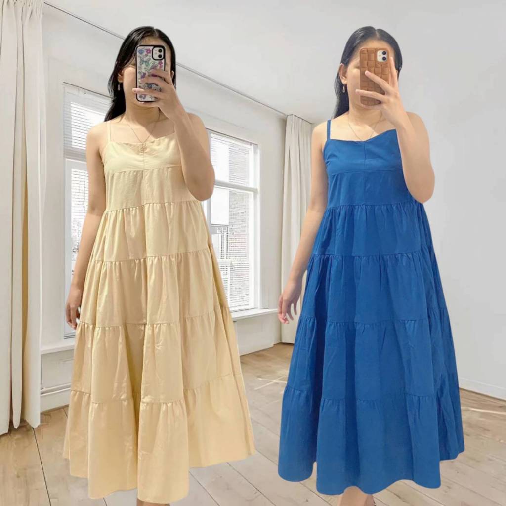 Katun PREMIUM Beatrice Maxi Long Dress Pesta Sleeveless Baju Gamis Wanita Polos Tanpa Lengan Kekinia