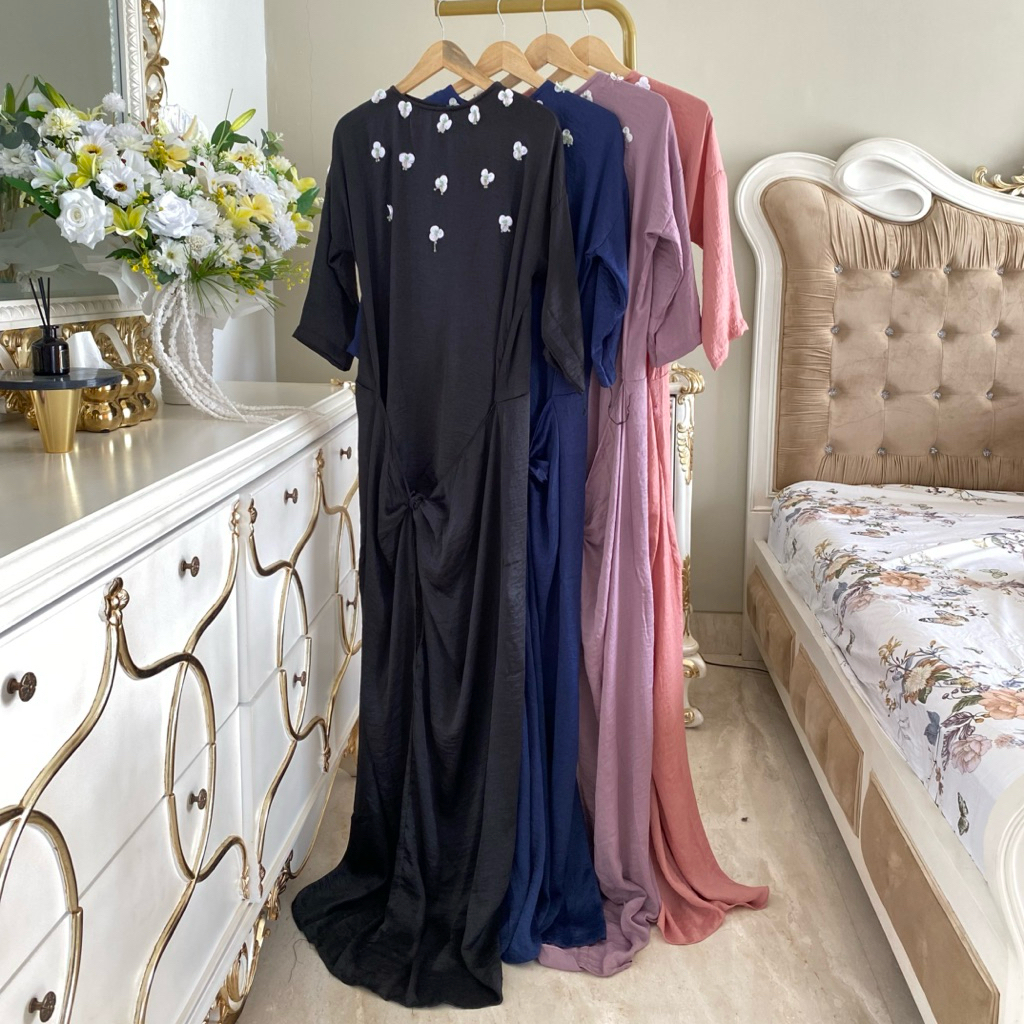 KAFTAN IKAT DEPAN | KAFTAN MOTIF 3 D FLOWER WANITA