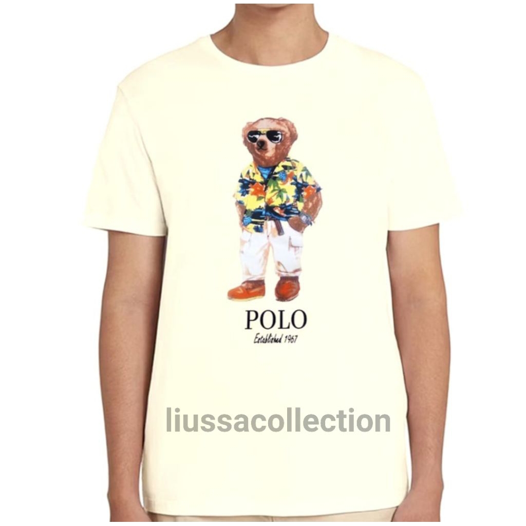 Kaos Polo Men's T-Shirt Bear Broken White