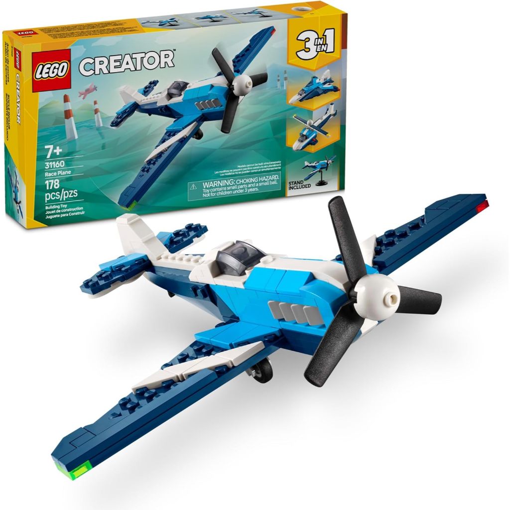 LEGO Creator 3 in 1 Aircraft Race Plane Toy - Building Toy with 3 Building Options, Airplane, Fighte
