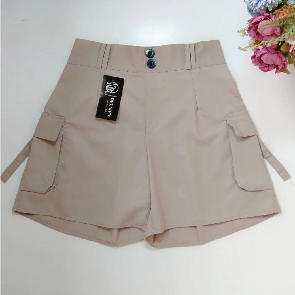 Celana Pendek Wanita Hotpants Cargo cream
