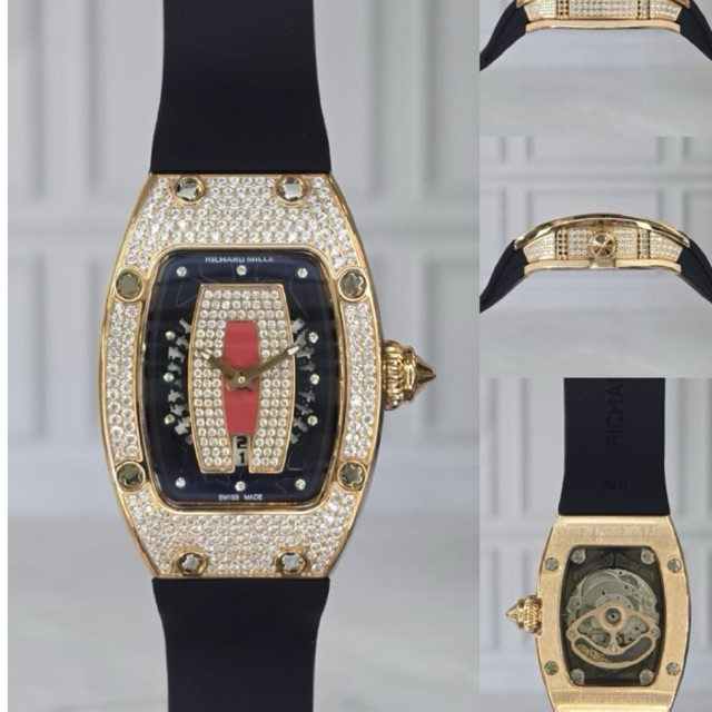 JAM TANGAN WANITA RM-007 ROSEGOLD FULL DIAMOND 31mm AUTOMATIC SWISS #Jamtanganwanita #Jamtangancewek