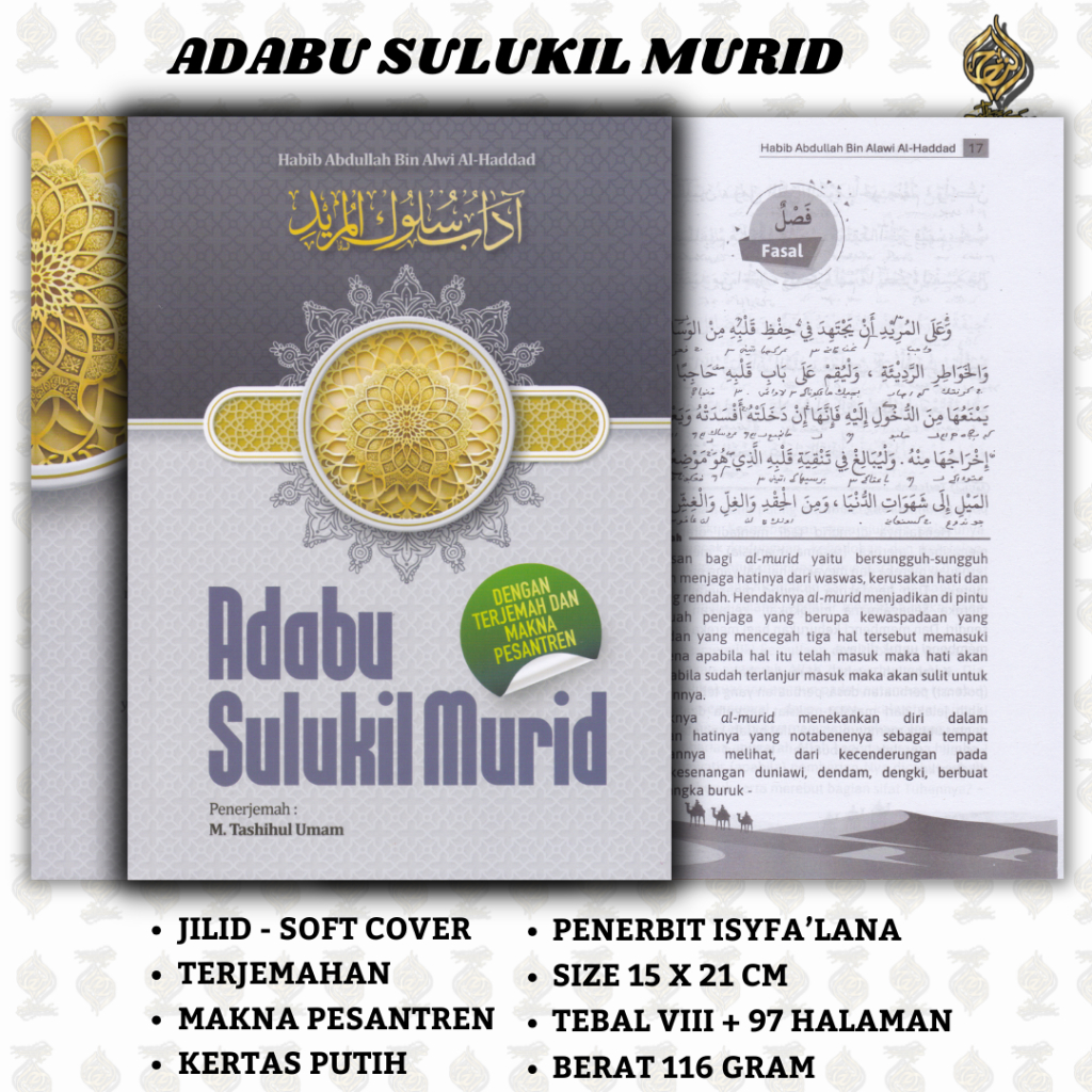 TERJEMAH ADAB SULUKIL MURID DILENGKAPI MAKNA PESANTREN buku terjemah kitab Adabu Sulukil Murid 3 Bah