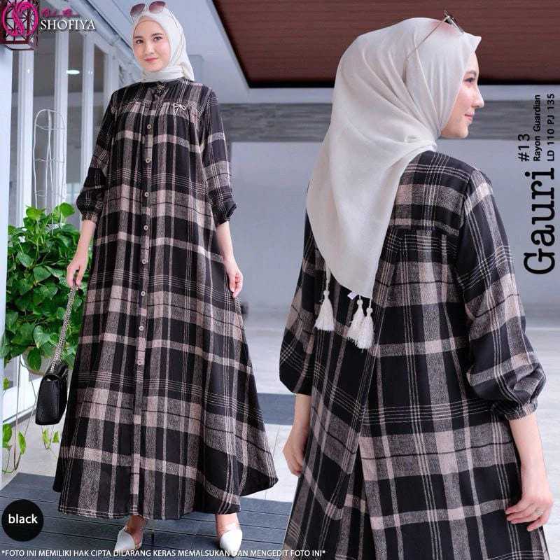 PROMO Gamis Rayon Premium | Gamis Gauri Ld 120 | Gamis Rayon Diamond | Gamis Motif Kotak Kotak