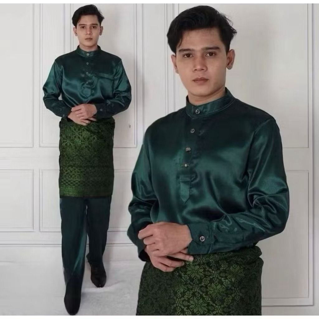 Baju Adat Melayu Pria - Set Teluk Belanga - Baju Akad Pria Cekak Musang - Setelan Muslim Pria