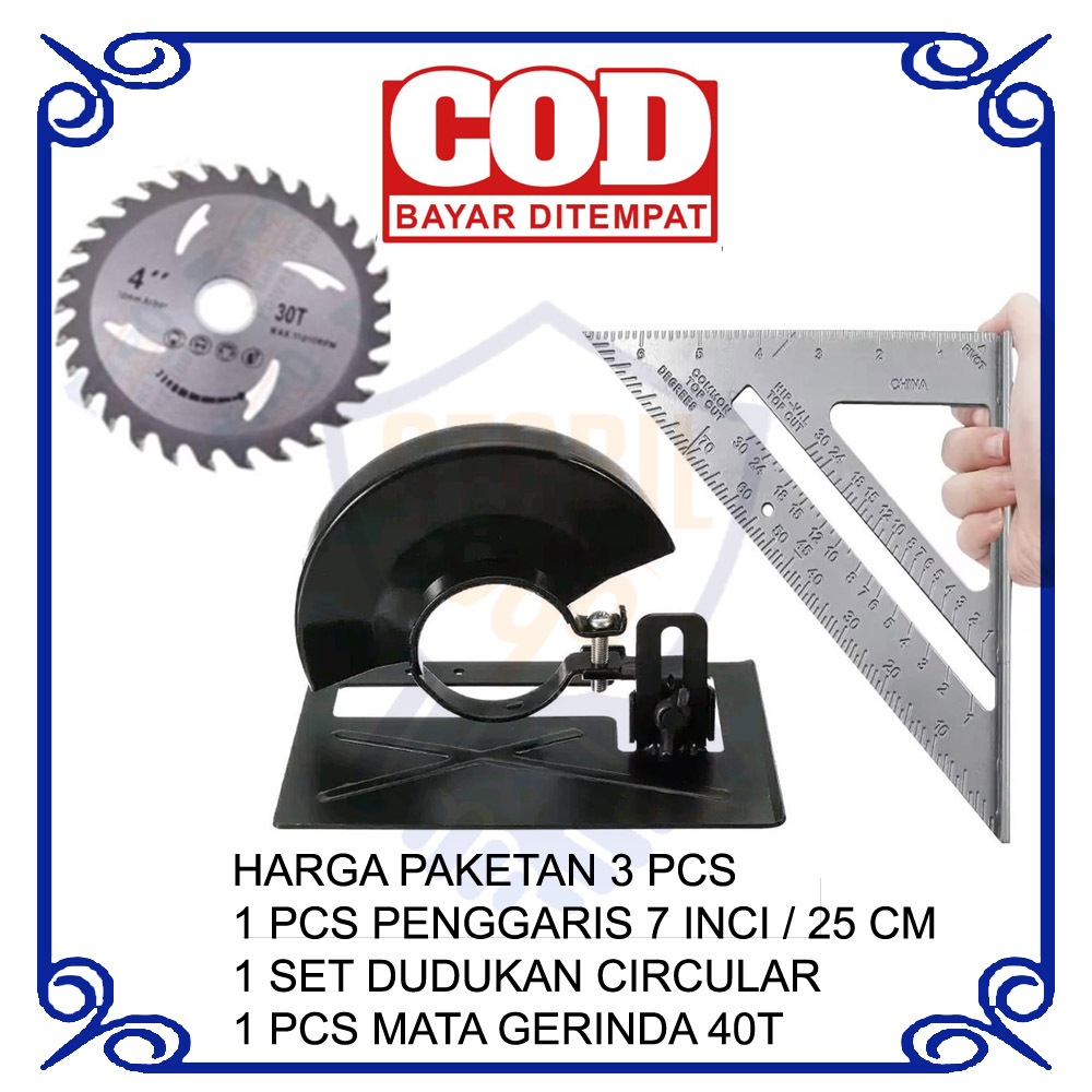 Dudukan Set Mesin Gerinda Circular Saw Pemotongan Kayu 90 Derajat + Mata Gerinda Serkel 40t Blade