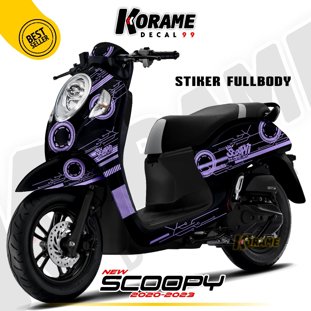 Terbaru Print Decal Scoopy Full Body Motif Line Circle Stiker Honda Scoopy 2020-2023 Cutting Stiker 