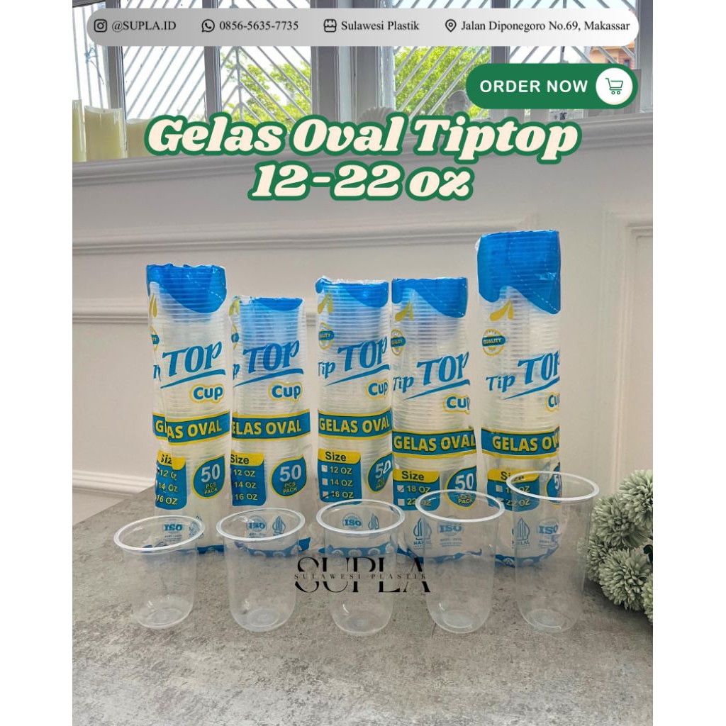 Gelas Tiptop Oval | Gelas Bening | Gelas Plastik Premium | Gelas Oval Plastik | Gelas Es