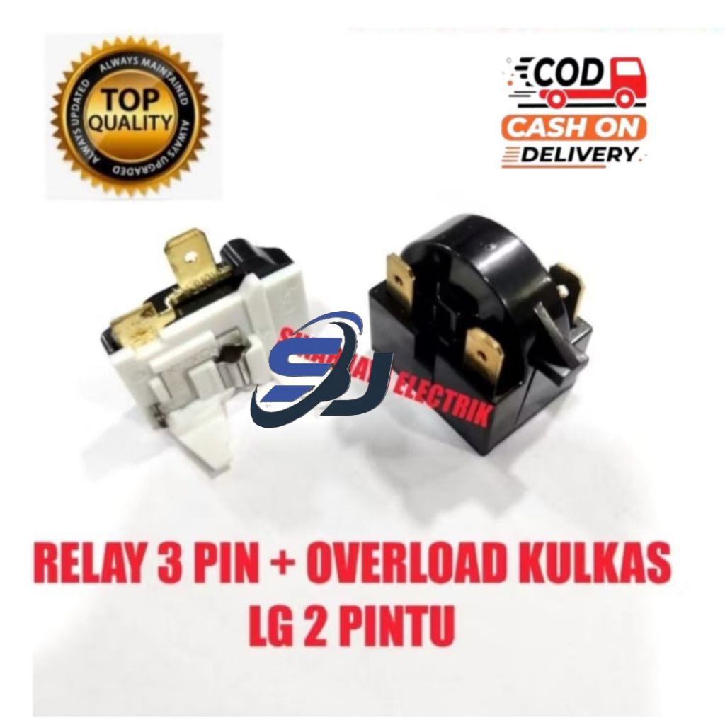 RELAY 3 PIN PTC + OVERLOAD KULKAS LG 2 PINTU