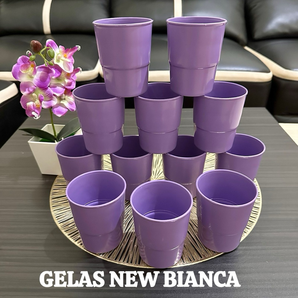 Gelas Plastik New Bianca 12 Pcs - Gelas Plastik Teh Kopi Tebal - Cangkir Plastik 1 Lusin - Gelas Pla