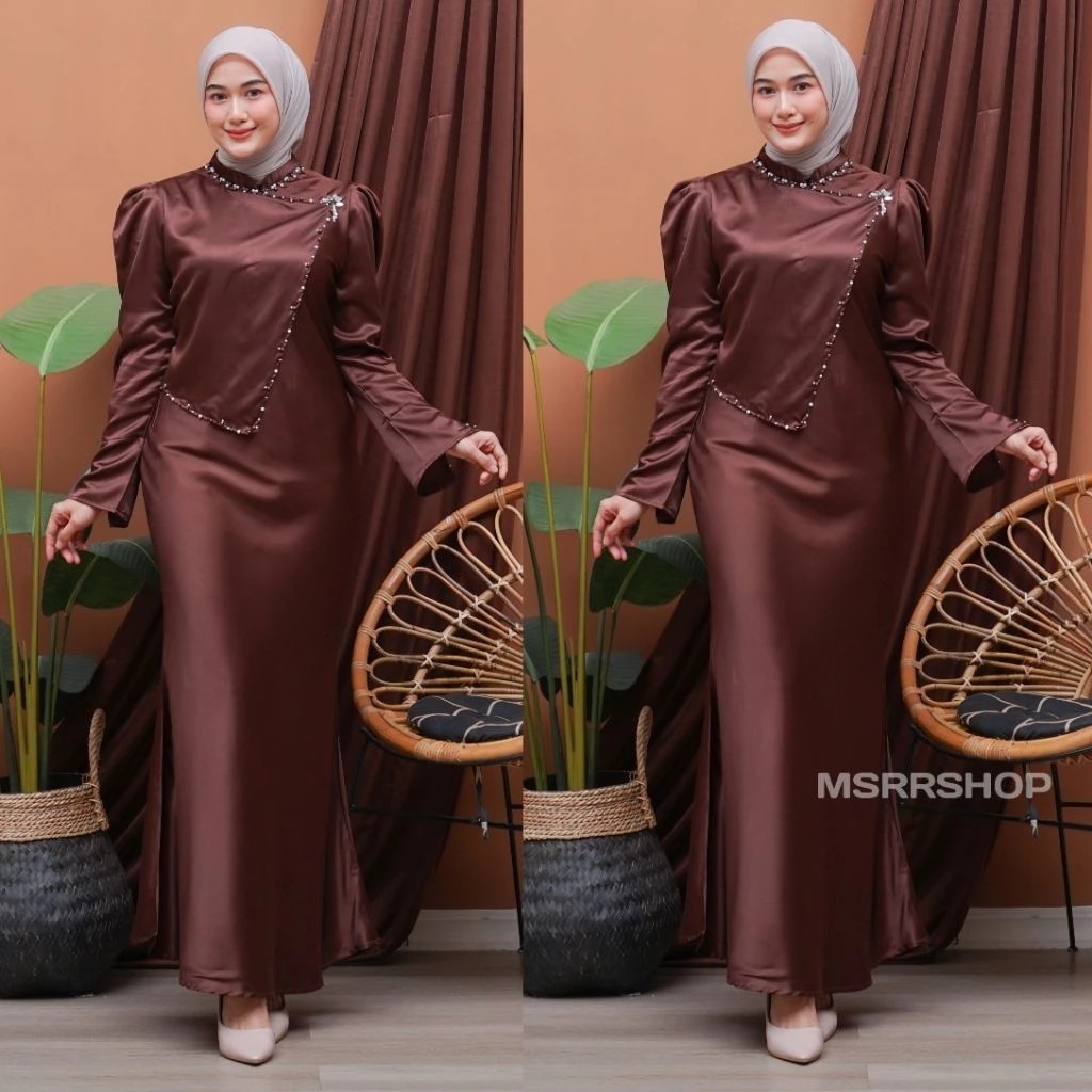 Filoesagamis-Amania Dress Gamis Baju Gaun Satin Silk Payet Duyung Bridesmaid