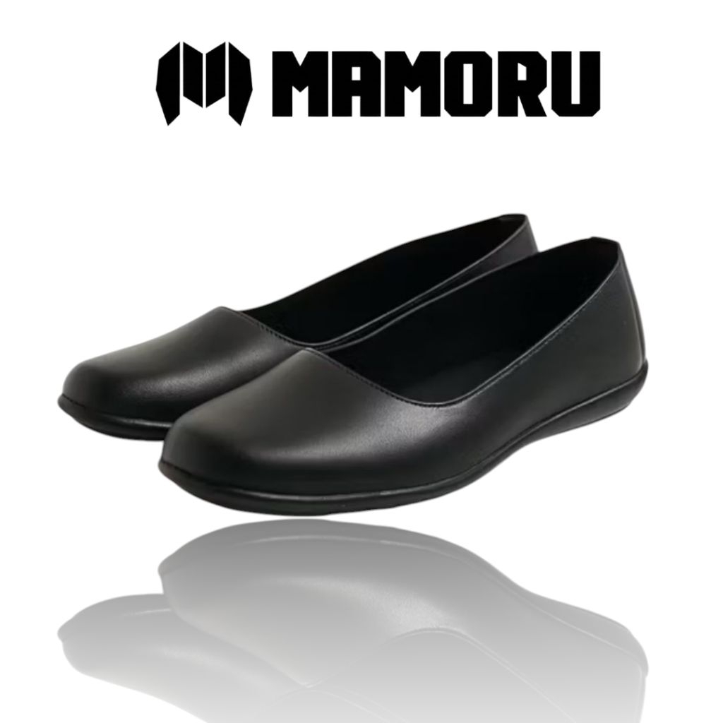 SEPATU KULIT PANTOFEL FORMAL WANITA HITAM FLAT TANPA HAK SEKOLAH GURU PNS