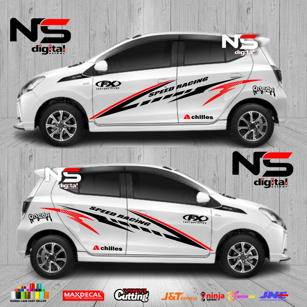 2pcs kanan kiri NEW Sticker stiker mobil ayla striping sticker mobil daihatsu ayla custom text