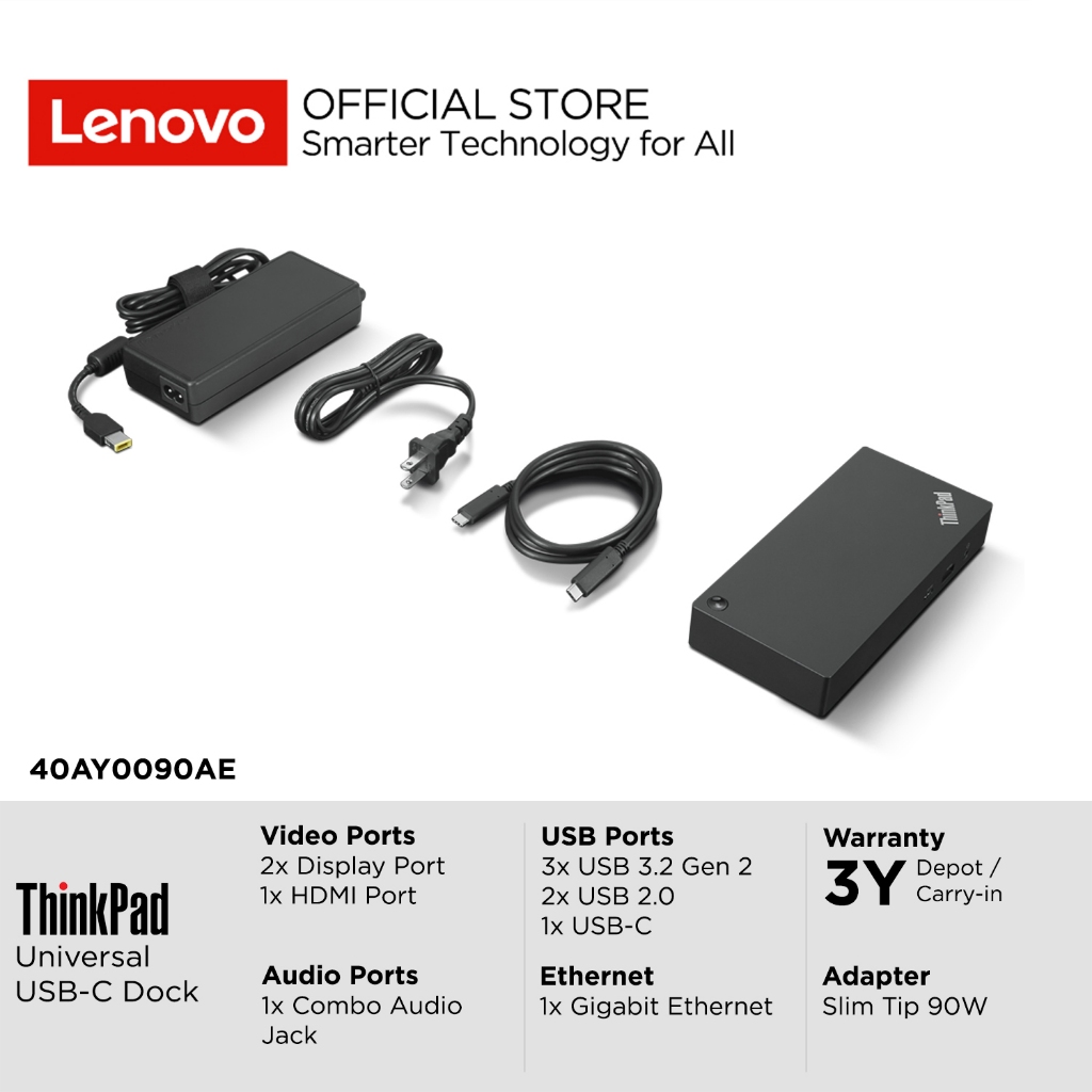 Lenovo ThinkPad Universal USB-C Dock 40AY0090AE Docking DP HDMI LAN Ethernet USB 2.0 USB 3.1 USB-C C
