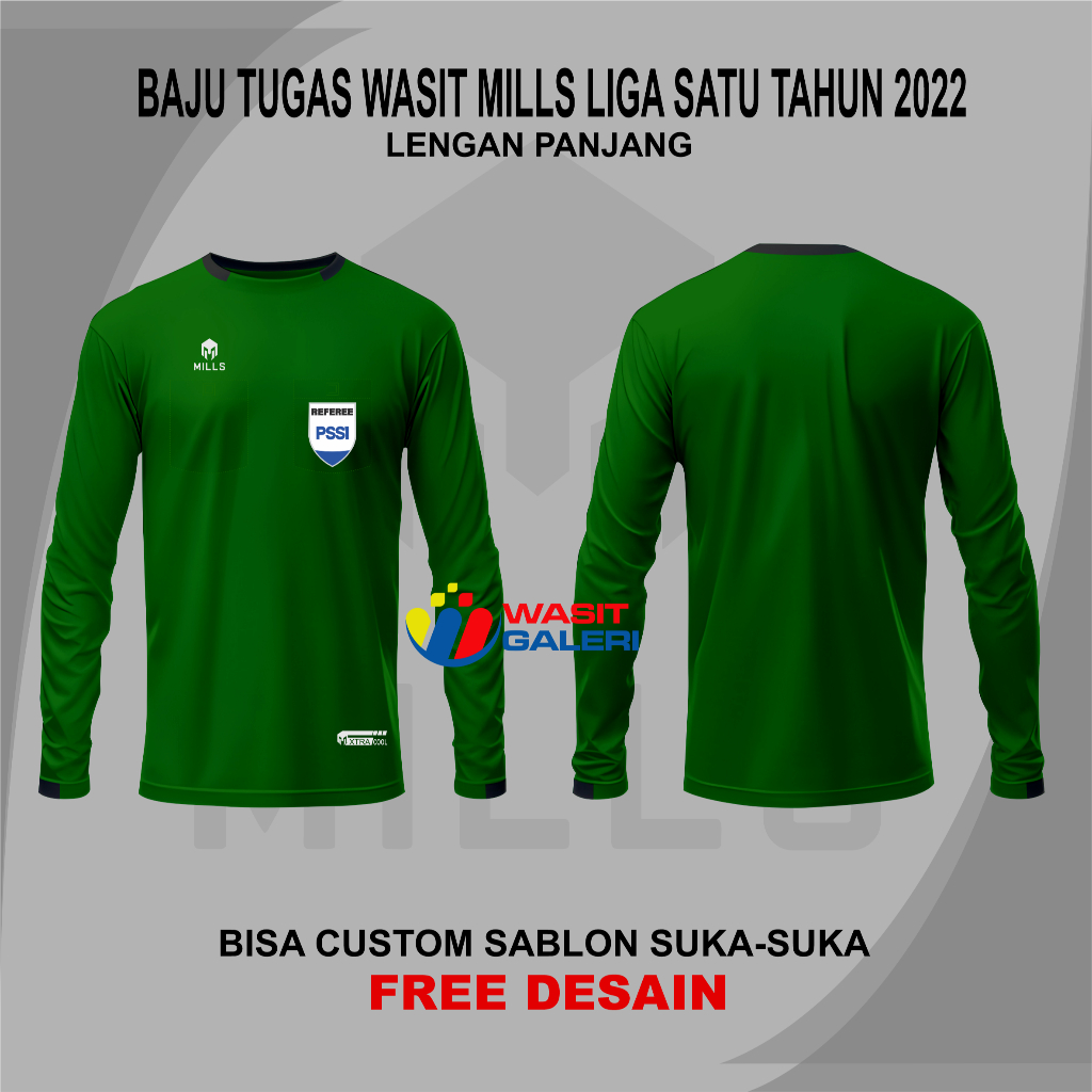 BAJU TUGAS WASIT MLLS LIGA 1 BRI 2022 LENGAN PANJANG (SAKU REFEREE)