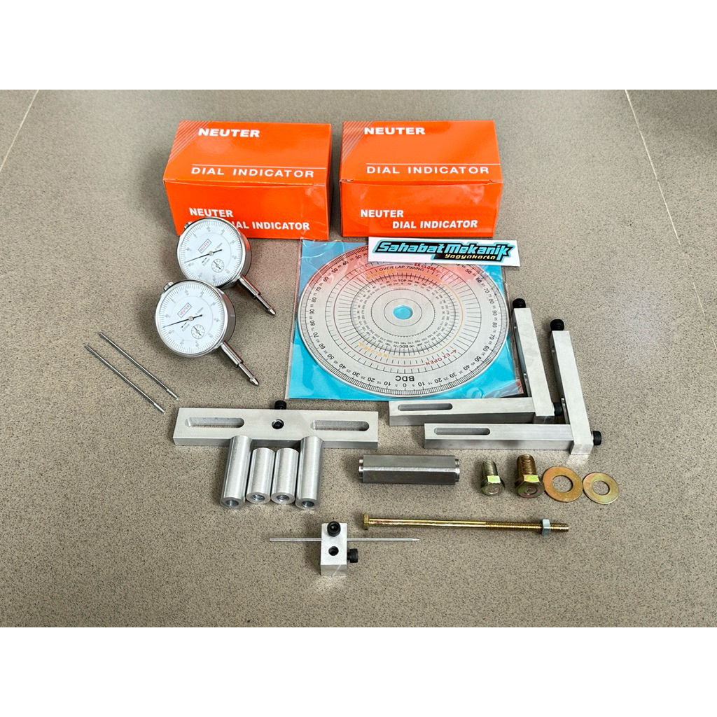 dial set busur derajat motor lengkap dudukan top piston dan dial indikator