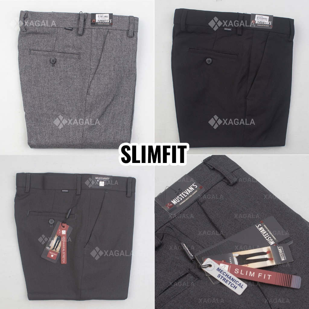 MUSTEVANS Celana Formal Slim Fit / Celana Kerja / Celana Pria