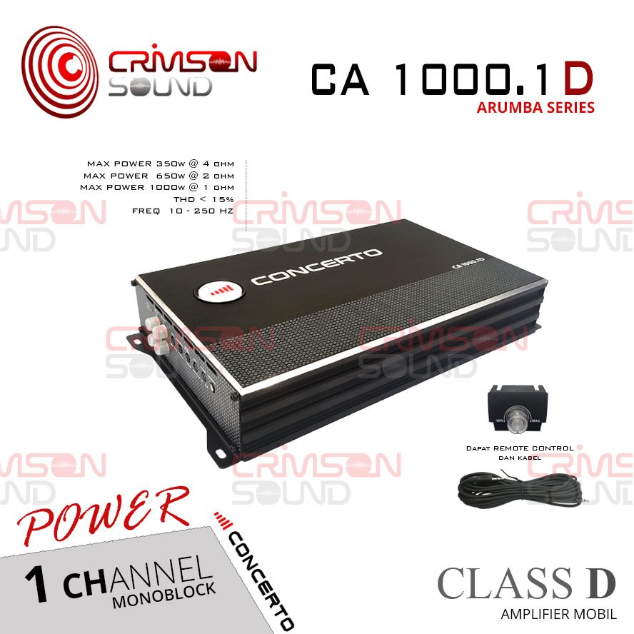 POWER MONOBLOCK Class D Untuk Mobil 1 Channel ARUMBA SERIES CA-1000.1D