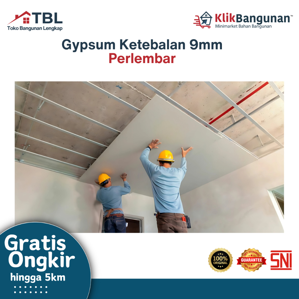 Gypsum 9mm Per Lembar - Papan Gypsum Plafon & Partisi
