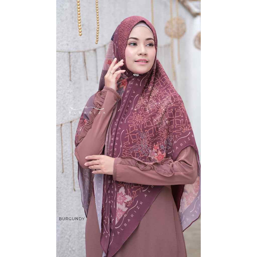 ALBARIZK - Shea khimar instan bahan Cerutty Babydoll Armany printing Mewah 2 Layer nyaman dipakai pe