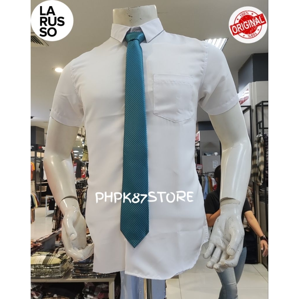 Kemeja pendek pria polos merek larusso original