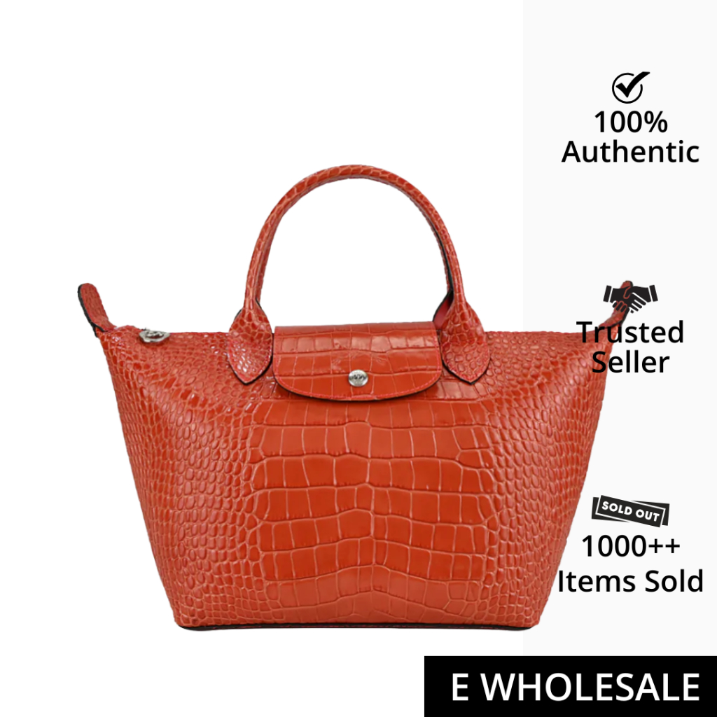 Longchamp Le Pliage Cuir Croco S Top Handle Bag Orange (L1512HVC838)