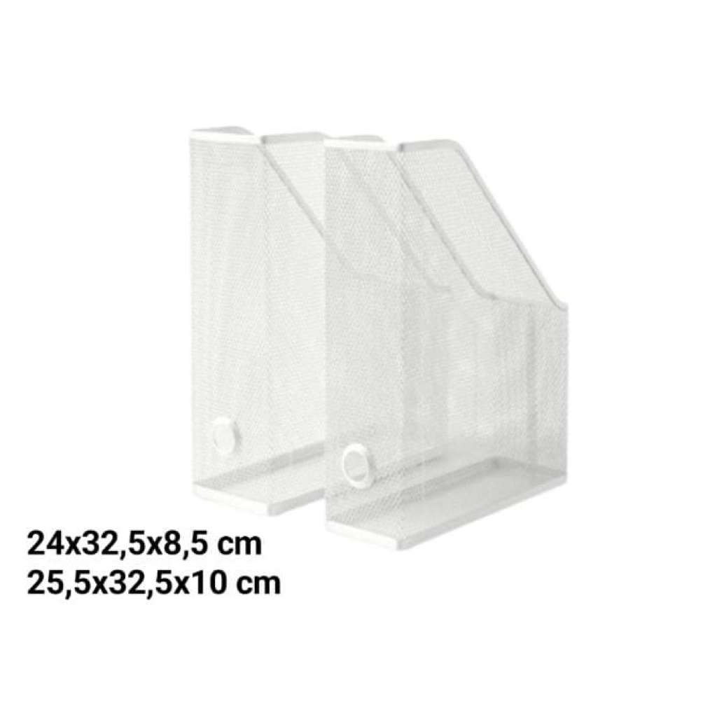 set binder isi 2 pcs tempat file majalah buku baja putih folder box