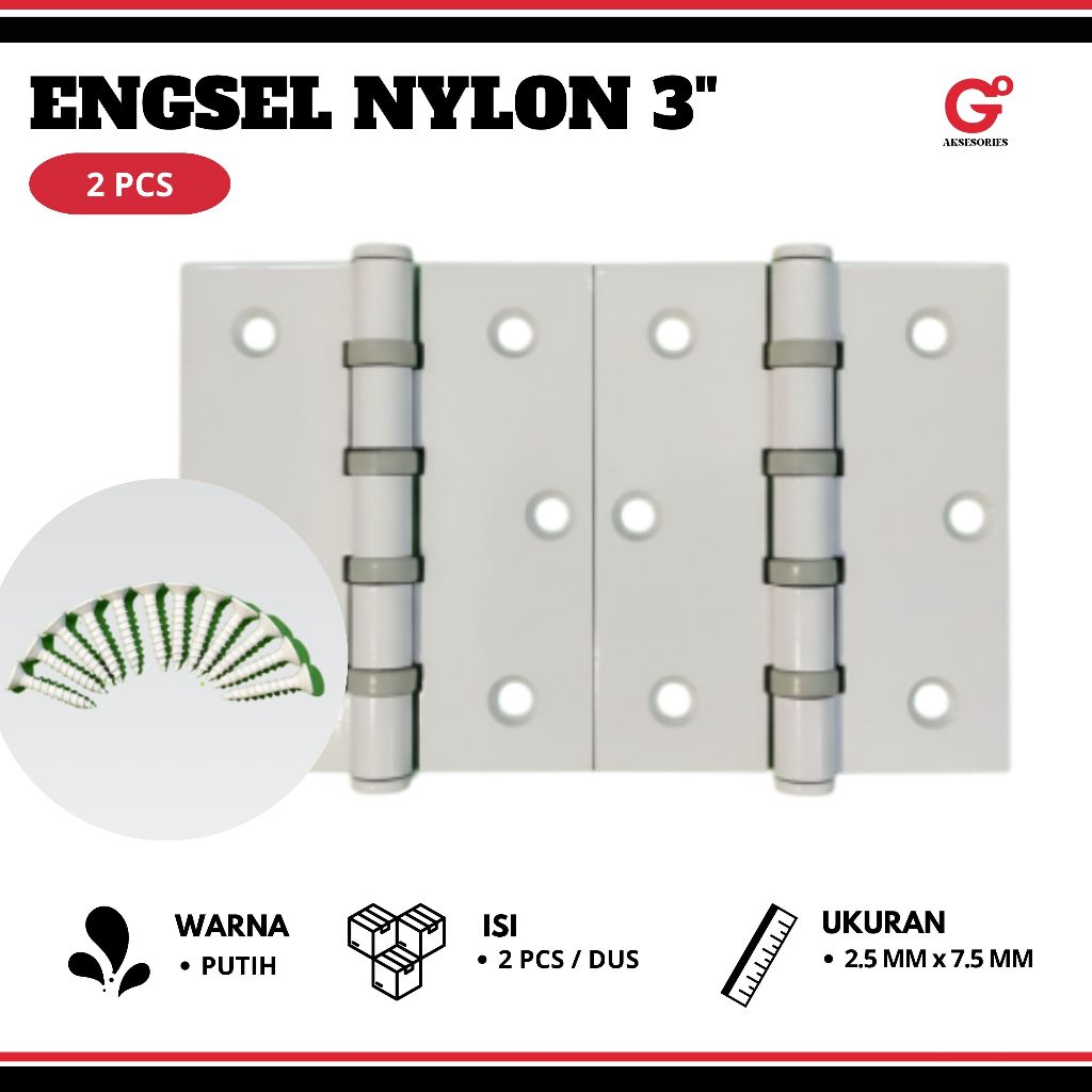 ENGSEL PINTU ALUMUNIUM (3X3X2) BAHAN NYLON 3 INCH