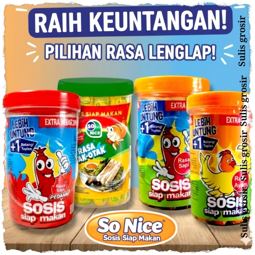 SOSIS SO NICE TOPLES SIAP MAKAN RASA AYAM RASA SAPI RASA OTAK OTAK Rasa Sapi Pedas