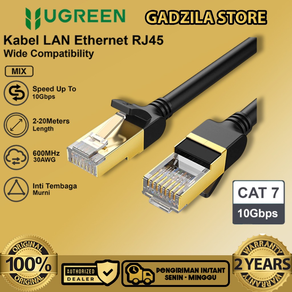 UGREEN Kabel Konektor Converter LAN RJ45 CAT7 Ethernet Gigabit Flat Router CAT.7 Cable Internet Konv
