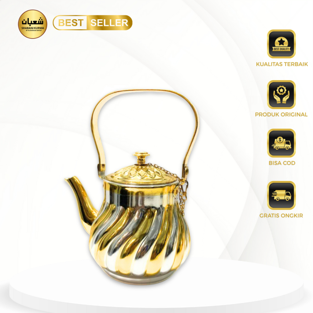 Tea Kettle Ukuran 1L/Teko Hias Arabian 1L/Teko teh Cantik dan Unik Shabani kurma