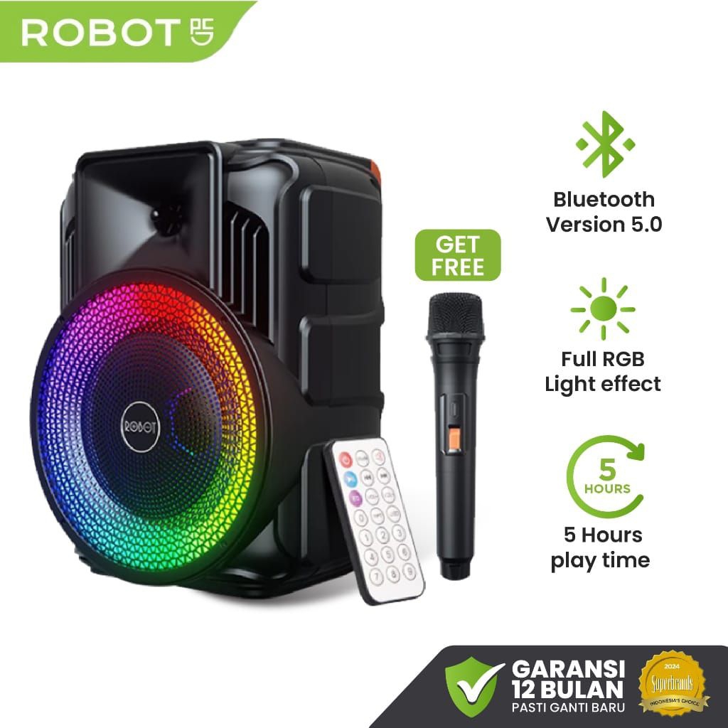 Robot RB500 Speaker Bluetooth Karaoke Tws Bass Tws RGB Light Original