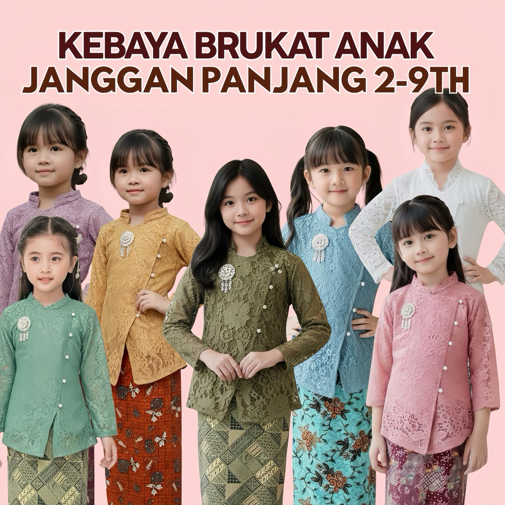 SET KEBAYA JANGGAN ANAK BRUKAT PREMIUM LENGAN PANJANG KEBAYA MODERN