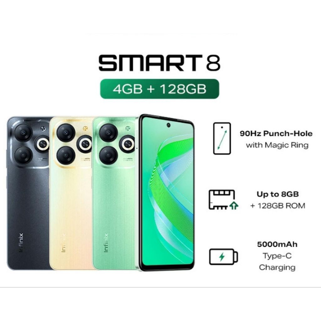HP INFINIX SMART 8 4/128 GB - SMART 8 RAM 4GB ROM 128GB GARANSI RESMI