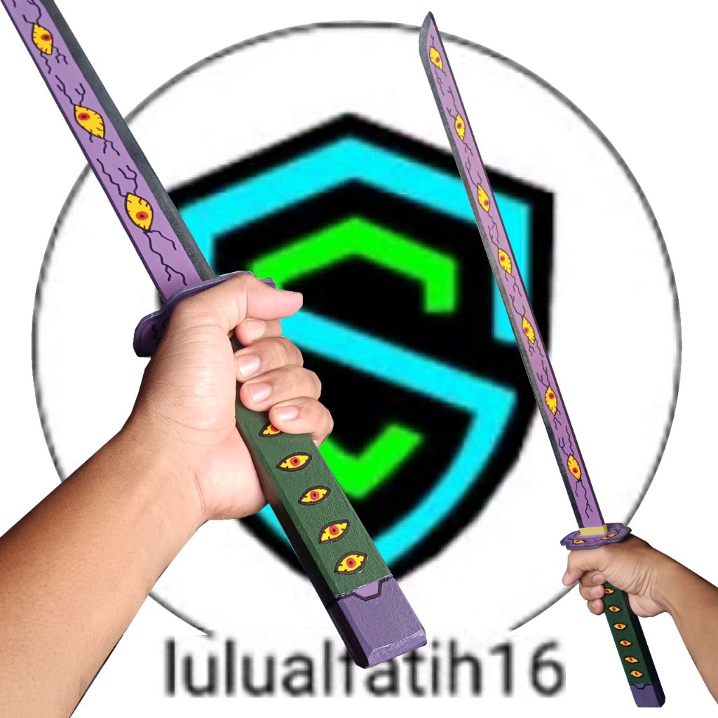 Pedang Mainan Kokushibo Demon Slayer Bahan Kayu