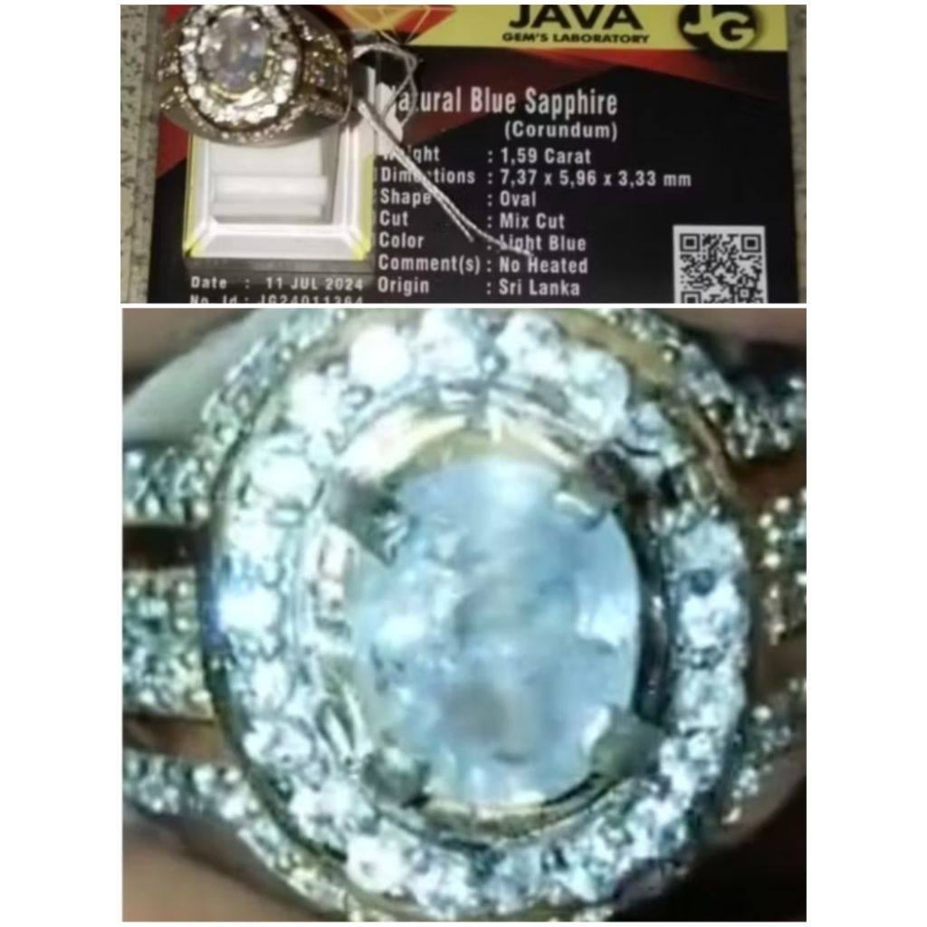 Natural Blue Sapphire Srilanka + Memo, Kode01