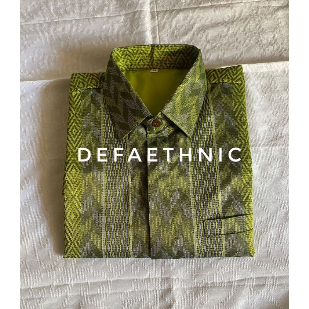 KEMEJA TENUN PRIA LENGAN PANJANG LIME - KEMEJA TENUN - ATASAN TENUN PRIA - BAJU TENUN PRIA LENGAN PA