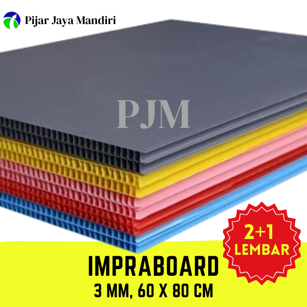 (2+1 LEMBAR) Impraboard 3mm Ukuran 60x80 cm Karton Plastik