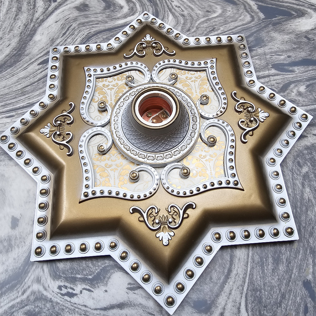 Fitting Hias Plafon Gypsum 30 cm Ornamen Plafon Gypsum PVC/GRC Fiting Plafon - Fitting Lampu Ornamen