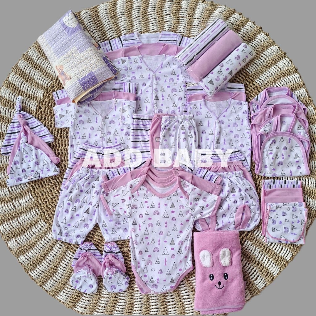 Paket 53 PCS Baju Bayi Newborn Set Lengkap Seri Lilac