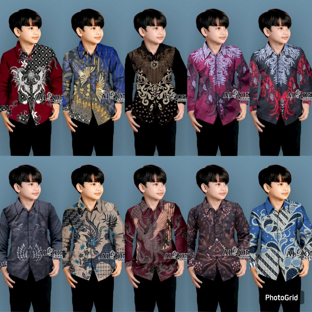 Kemeja Batik Anak Laki-Laki Lengan Panjang Usia 2-13 Tahun Kemeja Anak Laki-Laki