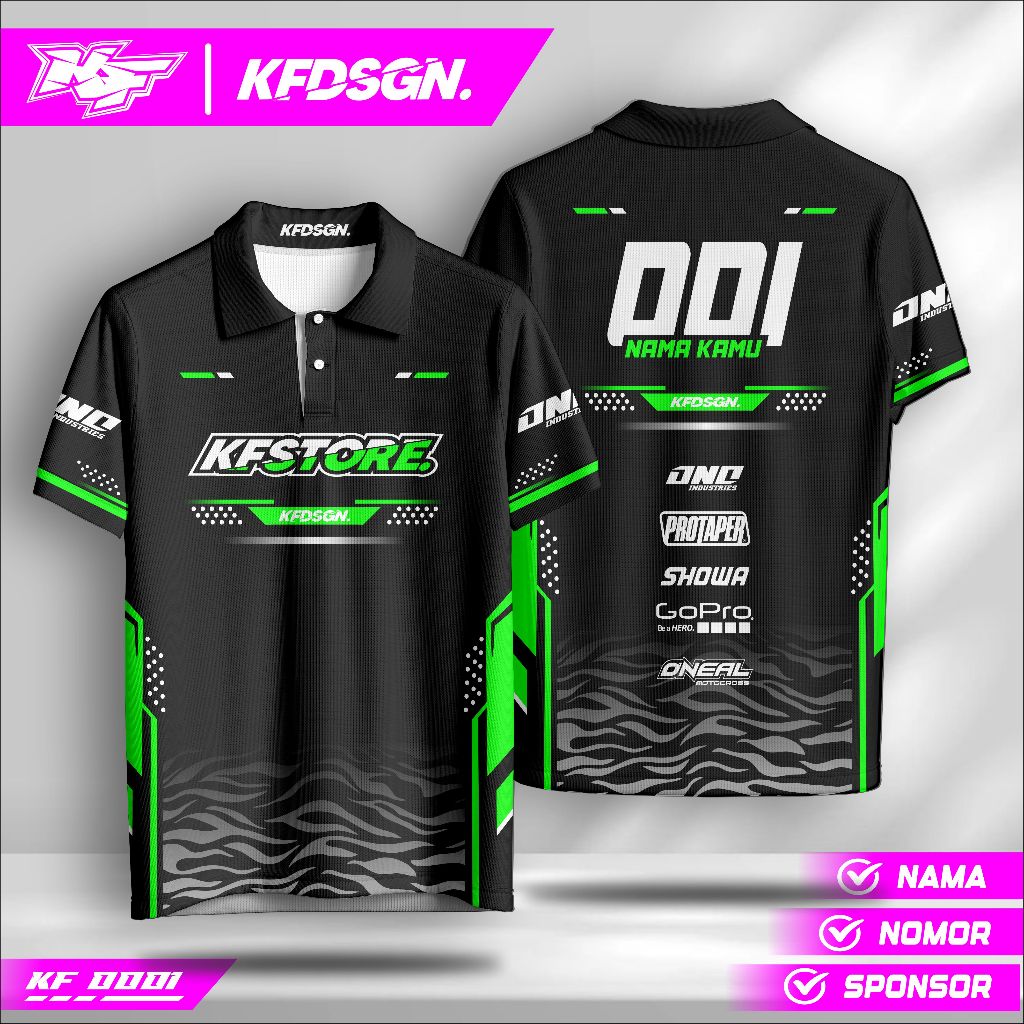 Jersey Balap Motor Custom – Tambah Nama Sendiri | Cocok Buat Drag, Trail, Supermoto