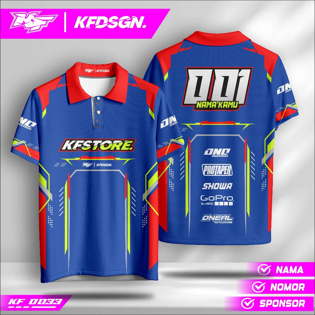 Baju Motor Custom Nama – Jersey Balap Full Print | Supermoto, Drag, MX Style