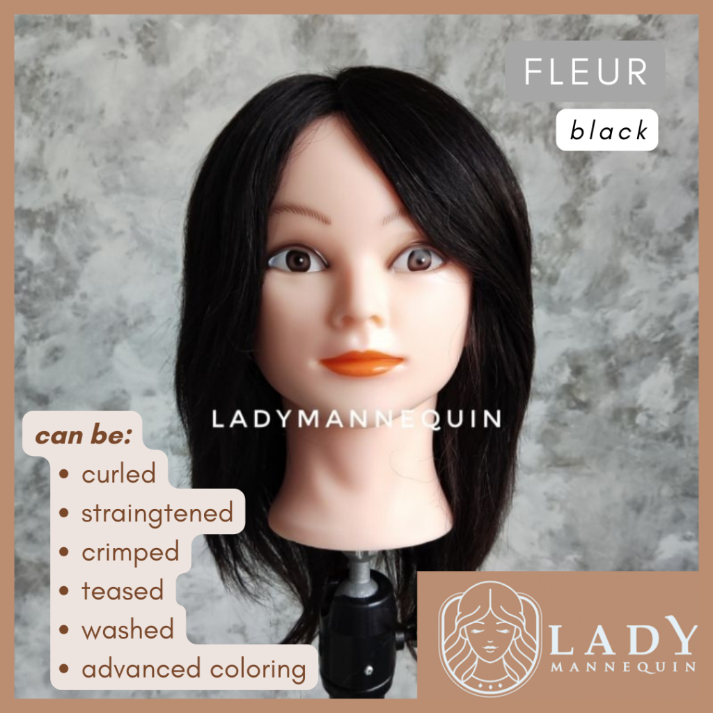 LADY MANNEQUIN (FLEUR) Manekin Rambut Kepala / Patung Rambut / Patung Sanggul / Kepala Patung Rambut